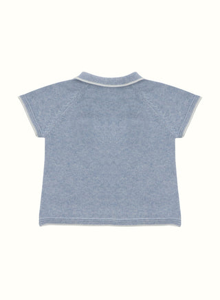 Classic Knit Polo Shirt in Blue