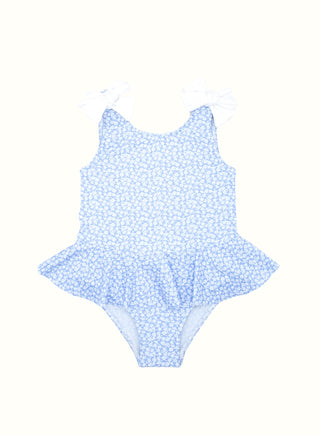 Floral Ruffle Swimsuit in Blue
