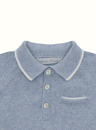 Classic Knit Polo Shirt in Blue