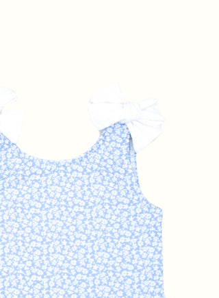 Floral Ruffle Swimsuit in Blue