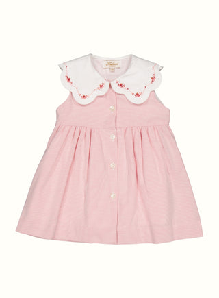 Embroidered Collar Dress in Pink