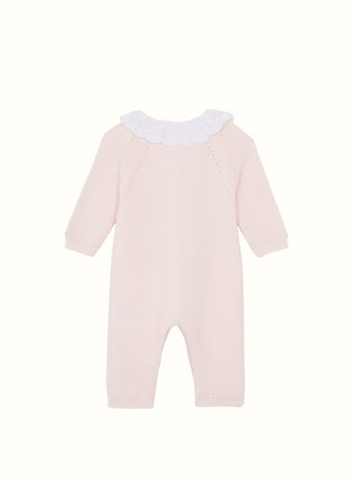Embroidered Knit Babygrow in Pink