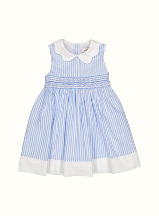 Striped Hand Smocked Dress in Blue