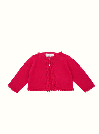 Lace Knit Cardigan in Red