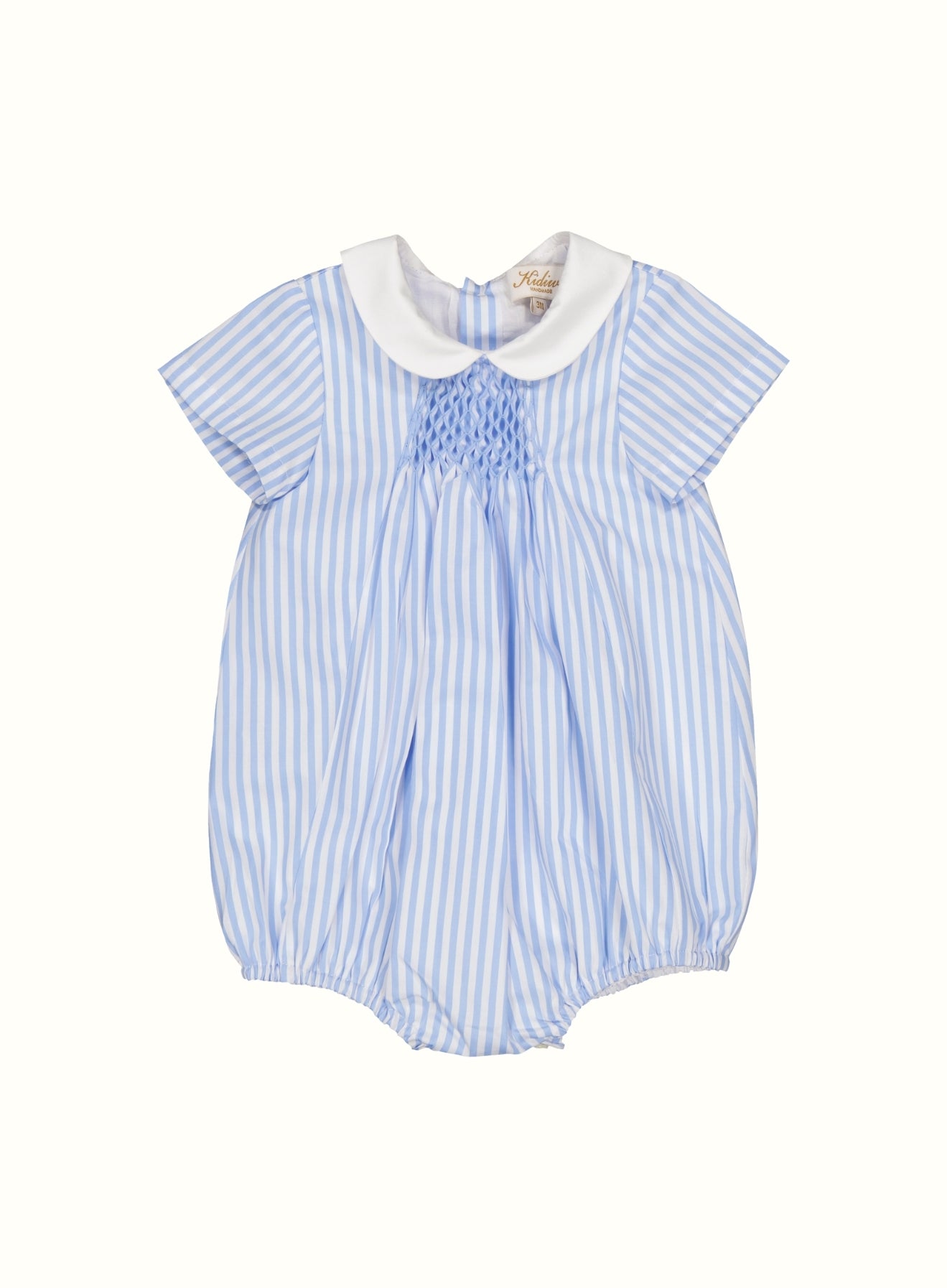 Hand-Smocked Stripe Romper in Blue – Mimi