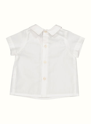 Embroidered Peter Pan Collar Shirt in White