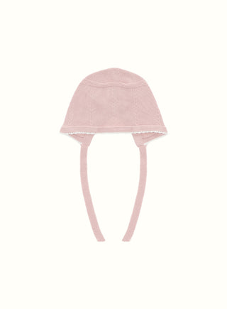 Scalloped Knitted Bonnet in Pink