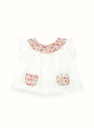 Mabel Floral Trim Blouse in Pink