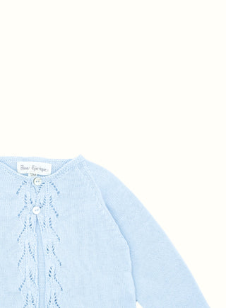 Lace Knit Cardigan in Blue