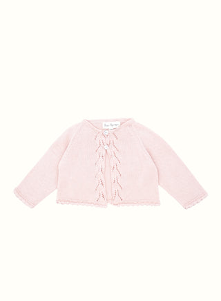 Lace Knit Cardigan in Light Pink