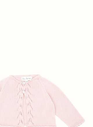 Lace Knit Cardigan in Light Pink