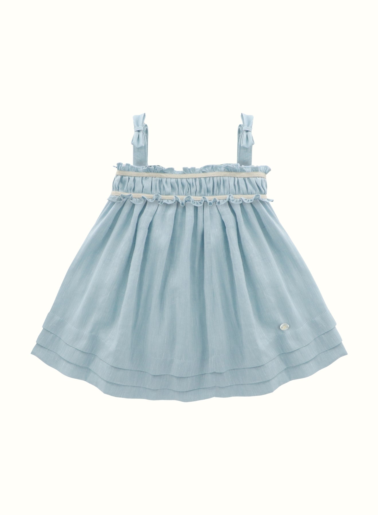 Ruffle Linen Dress in Blue – Mimi's London