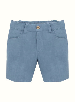 Linen Cotton Blend Shorts in Blue