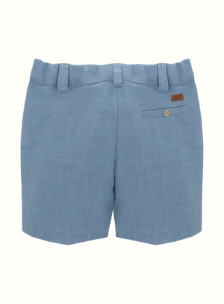 Linen Cotton Blend Shorts in Blue