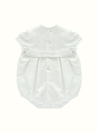 Embroidered Linen Romper in Ivory