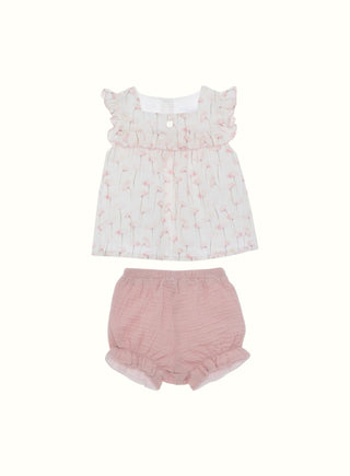 Ruffled Blouse and Bloomer Set in Pink
