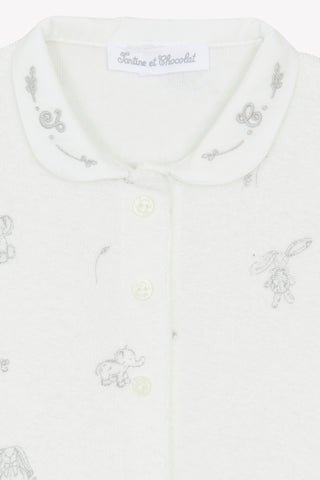 Towelling Cotton Romper in White