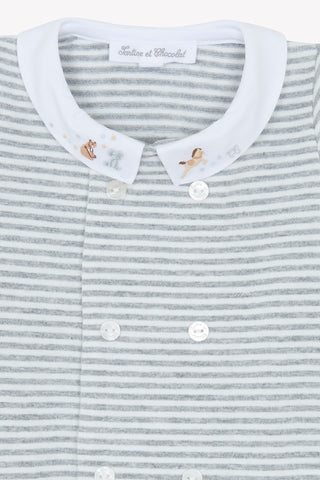 Striped Cotton Babygrow in Grey
