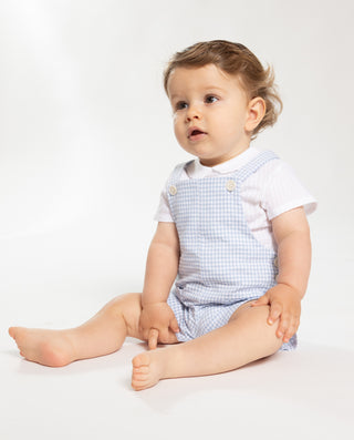 Gingham Dungarees in Blue