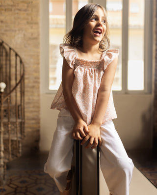 Wide Leg Trousers with Belt in White