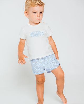 Floral Print Swim Shorts in Blue