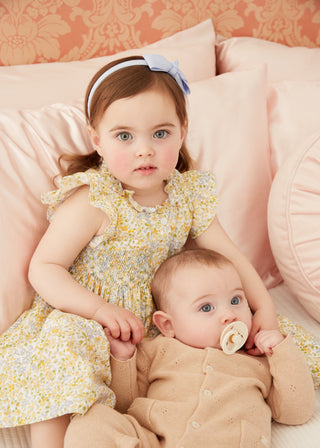 Pointelle Knit Babygrow in Beige