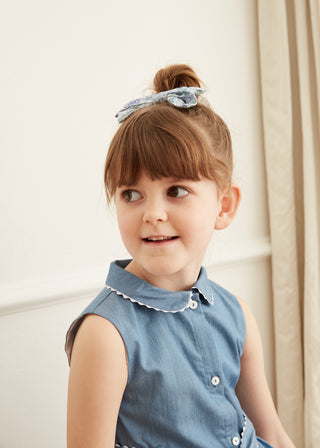 Hetty Floral Print Hair Bow in Blue