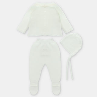 Ivory Knitted Set with Bonnet and Blanket
