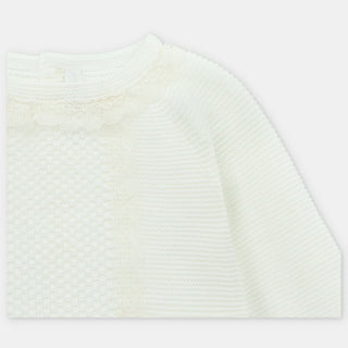 Ivory Knitted Set with Bonnet and Blanket
