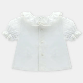 Frill Collar Short Sleeve Blouse in Ivory
