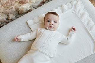 Lace Trimmed Knitted Blanket

