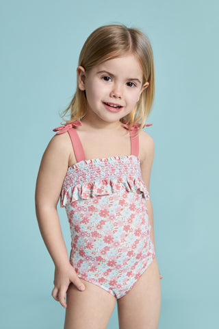 Floral Swimsuit in Coral

