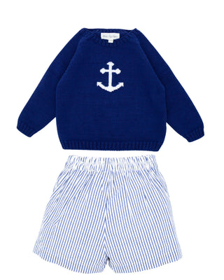 Anchor Jumper in Navy with Shorts in Blue   Set (6M 6Y)
