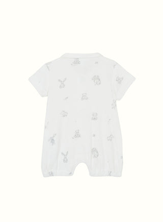 Towelling Cotton Romper in White
