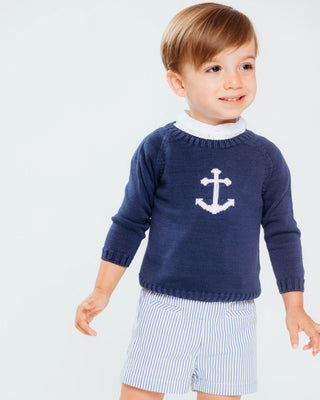 Anchor Jumper in Navy with Shorts in Blue   Set (6M 6Y)
