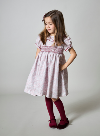 Kate Handsmocked Dress in Burgundy (2Y 6Y)
