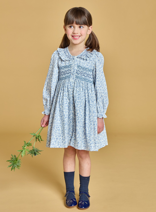 Adeline Girl Long Sleeve Dress in Blue
