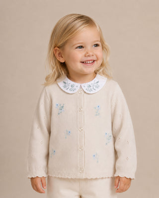 Wool & Cashmere Cardigan with Bodysuit with Hand Embroidered Floral Collar   Set (6M 3Y)
