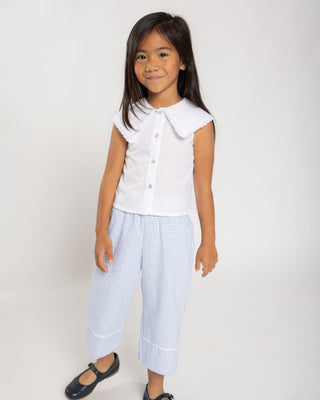 Scalloped Collar Blouse with Wide Leg Trousers in Blue   Set (2Y 6Y)
