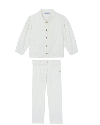 Ivory Jeans with Tie Bow Detail and Jacket   Set (2Y 6Y)
