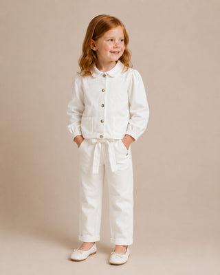 Ivory Jeans with Tie Bow Detail and Jacket   Set (2Y 6Y)
