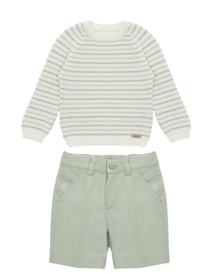 Striped Knit Sweater with Linen Shorts   Set (6M 6Y)
