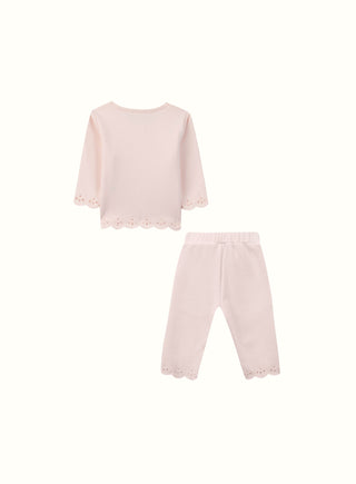 Embroidered Cotton Set in Pink
