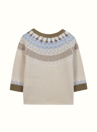 Baby Boys Beige and Blue Fair Isle Wool Knit Jumper (6M 4Y)
