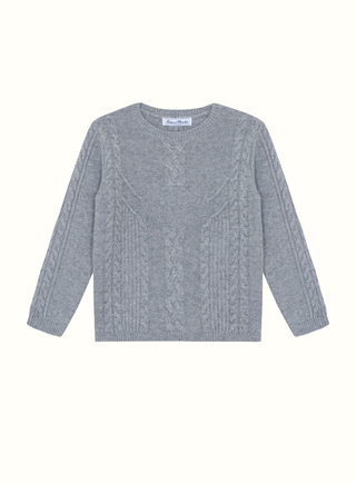 Boys Grey Cable Knit Wool Jumper (5Y 6Y)
