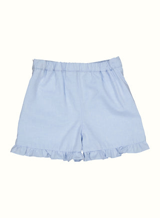 Ruffle Trim Shorts in Blue
