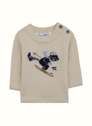 Baby Boy Fox Wool Knit Jumper in Beige (6M 4Y)
