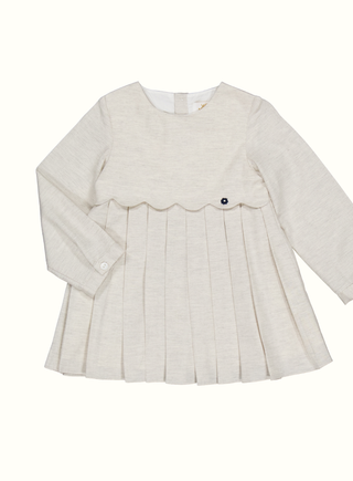 Claudia Long Sleeve Cotton Dress in Grey Melange
