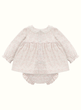 Isabella Floral Long Sleeve Dress with Bloomers for Girl in Pink
