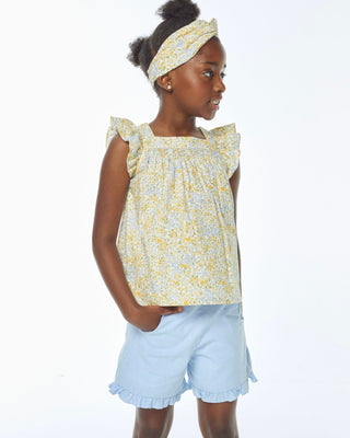 Girl Floral Blouse with Shorts in Blue   Set (6M 5Y)
